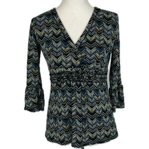 Vtg Style & Co Petite Babydoll Top Size MP Dots Chevron Y2K Grunge Fairy Phoebe